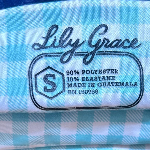 Lily Grace Blue Gingham Leggings Size Small - Picture 5 of 5